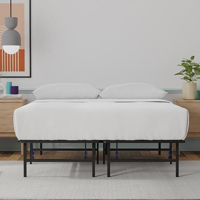 Foldable steel online bed frame queen