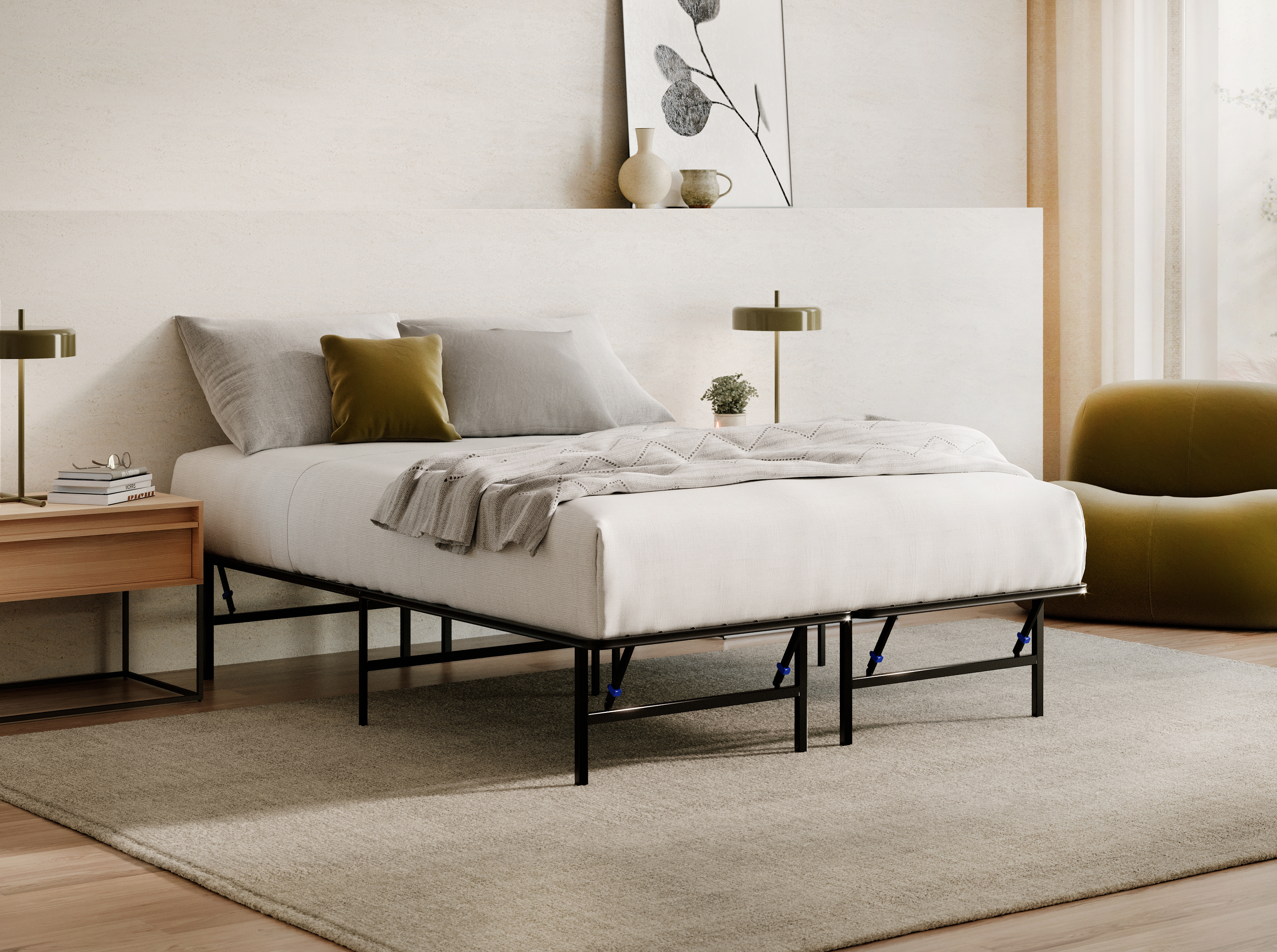 Foldable Metal Bed Frame- Cal King